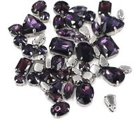 , 50 pièces/sac, pierres de cristal de formes variées, couture, argent, griffe, sertissage, strass en verre, bricolage, sacs, chaussures, vêtements, accessoires(Deep Purple)