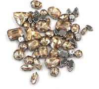, 50 pièces/sac, pierres de cristal de formes variées, couture, argent, griffe, sertissage, strass en verre, bricolage, sacs, chaussures, vêtements, accessoires(Champagne)