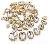 , 50 pièces/sac, pierres de cristal de formes variées, couture(Clear)