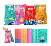 50 Pieces Sachets Anniversaire Garcon et Filles Sachet Bonbons Anniversaire, Sac Cadeau D'anniversaire Avec Poignée pour Les Enfants pour l'emballage, les jouets, les cadeaux ou d'autres petits objets