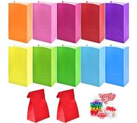 50 Pièces Sacs Bonbon Cadeaux de Fête en Papier Kraft, Colorful Paper Bags, Sacs en Papier de Couleur pour Fête d'Enfants, Anniversaire, Célébrations, Baby Shower, Halloween, Noël, 13x8x24cm