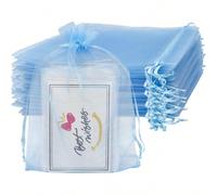 50 pièces Sacs cadeaux en organza, pochettes à bijoux, petits sacs à mailles avec cordon de serrage, convenant pour l'emballage, les bijoux, les petits cadeaux, les mariages et la Saint-Valentin L,M,S