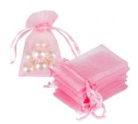 50 pièces Sacs cadeaux en organza, pochettes à cordon pour bijoux, sacs de faveur de mariage pour l'emballage de bracelets, petits sacs cadeaux transparents pour bijoux, Saint-Valentin L,M,S,XL,7*9cm1