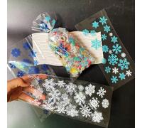 50 pièces Sacs plats transparents avec design flocon de neige pour emballage cadeau, sacs OPP avec liens dorés pour décoration de fête et faveurs Taille UniqueNoëlPolypropylène