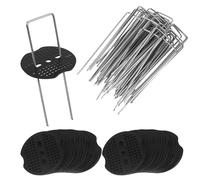 50 Pièces Sardines de Fixation + 50 Pièces Rondelle, 150×4mm,Ø2,5 mm, 15CM Forme De U Résistant à La Rouille, Piquets de Sol Galvanisés, pour Clôture, Bâche, Gazon Artificiel, Herbes