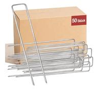 50 Pièces Sardines de Fixation en Acier Galvanisé, 150 x 40mm Ø 3 mm Sardines Camping, Piquets de Jardin pour Jardin, Paillis, Gazon, Artificiel, Camping