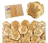 50 Pièces Sceau De Cire Autocollants Dorés,Sceau De Cire Personnalisé Cachet De Cire,Sceau Cire,Sceau Cire Personnalisé,Cachet De Cire,Avec Poignée En Bois, Pour Mariages, Invitation, Lettres, Cadeaux