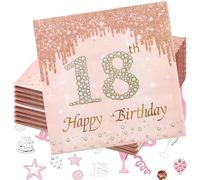 50 Pièces Serviette Papier Rose Gold pour Anniversaire 18 Ans - Deco pour Fille et Garçons