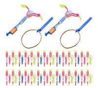 50 pièces Spin Copter LED jouet volant avec frondes et flèches jouets lumineux drôles faciles à utiliser jeux de plein air d'été Slingshot Flyer pour cadeaux de fête la journée des enfants cadeaux