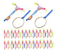 50 pièces Spin Copter LED Jouet Volant avec frondes et flèches Jouets Lumineux drôles faciles à Utiliser Jeux de Plein air d'été Slingshot Flyer pour Cadeaux de fête la journée des Enfants