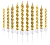 50 Pièces Spirale Bougies Gâteaux Supports Métallique Bougies de Petit Gâteau Bougies de Gâteau Minces Courtes pour la Décorations de Gâteaux d'anniversaire de Mariage (Or)