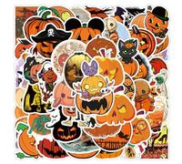 50 Pièces Stickers Halloween,Motif Citrouille Kit,Graffiti Autocollant,Muraux et Fenêtre,Autocollants en Vinyle Imperméables,Vintage de Déco Gommettes,Pour Fête D'halloween Cadeau DIY Party DéCoration