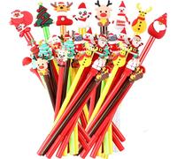 50 Pièces Stylo À Encre Gel De Noël,25 Styles Sapin De Noël Renne Père Noël Stylos À Bille Stylo À Bille Personnages De Noël Pour Noël Bas De Noël Remplissages Fêtes Cadeaux (18cm)