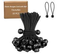 50 Pièces Tendeur Elastique Boule - 15 cm Tendeur Elastique - Tendeur Bache - Sandow Elastique pour Bâches, Tentes, Bannières, Filets et Tonnelles - Noir