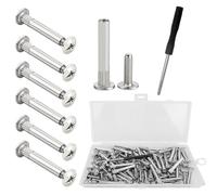 50 pièces Vis à Douille,Vis de Meuble M4, Connecteur Acier Nickelé, Épaisseur du Bois 31-40 mm avec tournevis