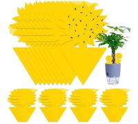 50 Pièges Jaunes Collants Anti-Moucherons Pour Plantes D'Intérieur, Piège À Mouche De Terreau Non Toxique, Ultra Efficace Jusqu'À