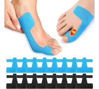 50 Piezas Cinta Kinesiológica para Hallux Valgus, Precortadas Vendaje Precortado para Hallux Valgus, para Dedos y Pies Mujeres y Hombres, Suave, Transpirable y Delicada (Negro y Azul)
