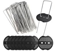 50 Piquets de Jardin avec 50 Rondelles, Agrafes pour Toile de Paillage, Piquets de Fixation en Acier Galvanisé, Sardine de Fixation, 150x40mm Ø 2mm, pour Le Jardin, Le Paillis et Le Gazon Artificiel