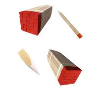 50 Piquets en Bois Hêtre 25x25 mm - Longueur 40 cm - Pointe Rouge Vernie - Piquets de Bornage Géodésiques pour Marquage Terrain - Piquets de Jardin Robustes Tuteurs Clôture