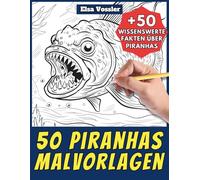 50 Piranhas-Malvorlagen - Malbuch für Kinder und Erwachsene: +50 erstaunliche Fakten über diese Fische. Ausmalbuch für Jungen und Mädchen. Male und lerne mit Elsa - Tiere - Band 98