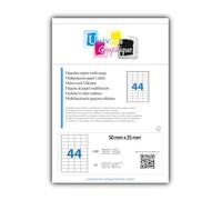 50 Planches de 44 de mini étiquette 50 x 25 mm = 2200 étiquettes - Blanc Mat - pour imprimantes Laser et Jet d'encre - Feuilles A4 autocollantes référence univers UGE44V02