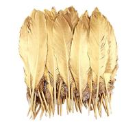 50 plumes dorées, plumes colorées, bijoux de plumes pour bricolage, plumes naturelles, décoration de plumes, peuvent être utilisées pour la fabrication d'accessoires de vêtements, de chapeaux et de