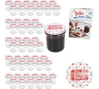 50 pots en verre de 350 ml faits avec amour Couvercle DiamantZucker-Heft