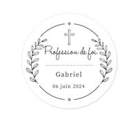 50 Profession de Foi Autocollants personnalisés votre texte Etiquettes adhésives Stickers pour communion cadeaux invités - Rd 610 (03 Leaves)
