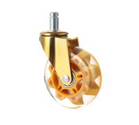 50 roulettes pivotantes transparentes de 7,6 cm (3 pouces) avec tige d'insertion - Roues universelles silencieuses for chaises de bureau et de jeu (capacité de 180 kg)(Gold)