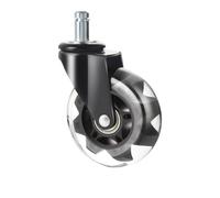 50 roulettes pivotantes transparentes de 7,6 cm (3 pouces) avec tige d'insertion - Roues universelles silencieuses for chaises de bureau et de jeu (capacité de 180 kg)(Black)