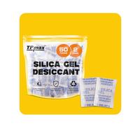 50 Sachets Déshumidifiants en Gel de Silice, 2g - Absorbant d'Humidité Haute Performance, Réutilisables & Non Toxiques - Pour Aliments, Vêtements, Électronique