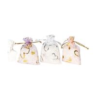 50 sachets en organza de 7 x 9 cm ou 12, décorés for mariage, avec breloques, emballage bijoux et cordon serrage, motif cœur, pochettes cadeaux(Light-purple,7x9cm)