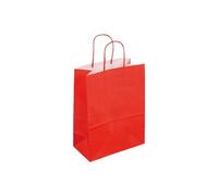 50 sacs kraft rouges poignées torsadées 35x14x40 cm