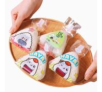 50 Sacs Triangulaires OPP pour Onigiri/Bento - Film Alimentaire Japonais Anti-Fuite, Sans BPA - Emballage Professionnel pour Pique-nique/Commerces & Repas Nomade Écologique (50 pièces + autocollants)