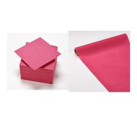 50 Serviettes Rose Fuchsia Tex Touch Cocktail FSC® - 25x24cm + Chemin de Table 3en1 Airlaid Rose Fuchsia FSC® - 0.40x4,80m