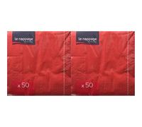 50 Serviettes Rouge en ouate 2plis FSC® - 33x33cm (Lot de 2)