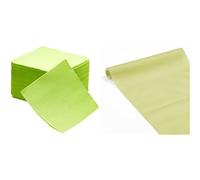 50 Serviettes Vert Anis Tex Touch cocktail FSC® - 25x24cm + Chemin de Table 3en1 Airlaid Vert Anis FSC® - 0.40x4,80m