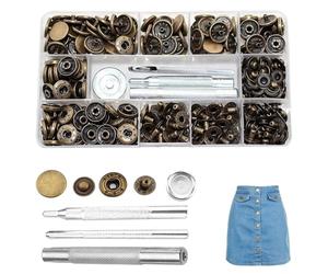50 Set Bouton Pression Metal, 15mm Boutons Pressions Metalliques avec 4 Outils De Réglage Boutons pour Sac à Main de Portefeuille en Cuir Craft Jacket (Bronze)