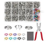 50 Sets Boutons Pression En Métal Pour Vêtements, Universel Kit De Fixation Sans Couture 9.5 mm Boutons-Pression Avec Pinces, Kit Bouton Pression Metal pour Vêtements, Sacs et Artisanat