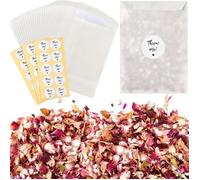 50 Sets Kit de Sacs à Confettis de Mariage pour 45-50 Invités Inclure Confettis de Fleurs Séchées Naturelles Pétales de Roses