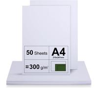 50 Sheets A4 Card Stock - 300gsm Thick Printer Paper - White - Unprinted Paper For Crafts, Presentations, Greeting Cards - A4 White Paper