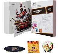 50 Sheets A4 Sublimation Paper 100Gsm For Cotton, Metal, Ceramic, Glass, Compatible With Inkjet Printers, Sublimation Printers, Presses