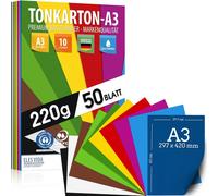 50 sheets of coloured cardboard DIN A3-220 g set of 10 colours-thick kraft paper,coloured sheets-cardboard for children-photo album gifts,creative needs,made in Germany