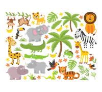 50 stickers animaux et plantes de la jungle
