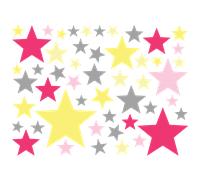 50 stickers étoiles roses et jaunes
