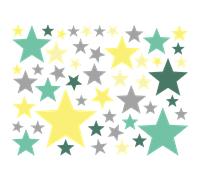 50 stickers étoiles vertes et jaunes