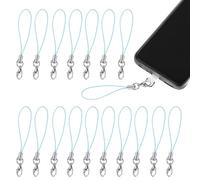 50 Stück bleu clair Mobile Phone Lanyard Strap for Keyrings, Mobile Phone Pendant Loops with Carabiner, Phone Ring Strap, Mobile Phone Charm Cord for Pendents, USB Key Pendentif