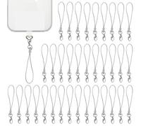 50 Stück Gris Mobile Phone Lanyard Strap for Keyrings, Mobile Phone Pendant Loops with Carabiner, Phone Ring Strap, Mobile Phone Charm Cord for Pendents, USB Key Pendentif