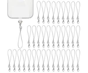 50 Stück Gris Mobile Phone Lanyard Strap for Keyrings, Mobile Phone Pendant Loops with Carabiner, Phone Ring Strap, Mobile Phone Charm Cord for Pendents, USB Key Pendentif