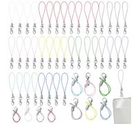 50 Stück mixte Mobile Phone Lanyard Strap for Keyrings, Mobile Phone Pendant Loops with Carabiner, Phone Ring Strap, Mobile Phone Charm Cord for Pendents, USB Key Pendentif